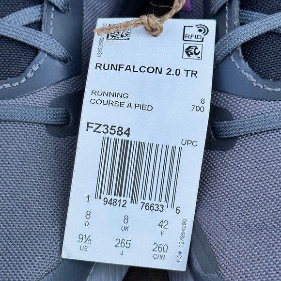 Adidas Runfalcon 2.0 TR Womens 9.5 Gray Pink Trail Shoes FZ3584 - Picture 5 of 11